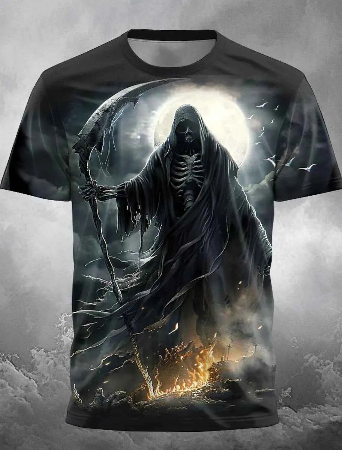 Fire Reaper Designer Gothic Men's 3D Print T shirt