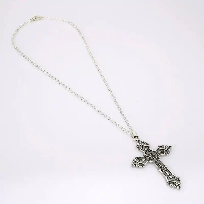 Vintage Gothic for Cross Pendant Long Chain Necklace - Pedlar's Attic