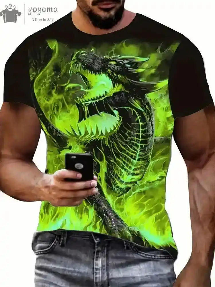 Fire & Scales – Dragon & Phoenix 3D Print Unisex Tee