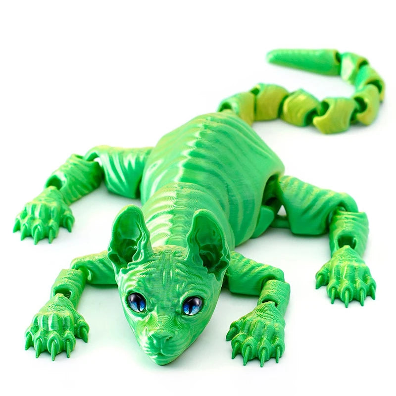 3D Printed Cat Animals Toy Realistic Hairless Figurine Articulated Cat Fidget Toy for Cat Lover Collector Home Decoration Toy