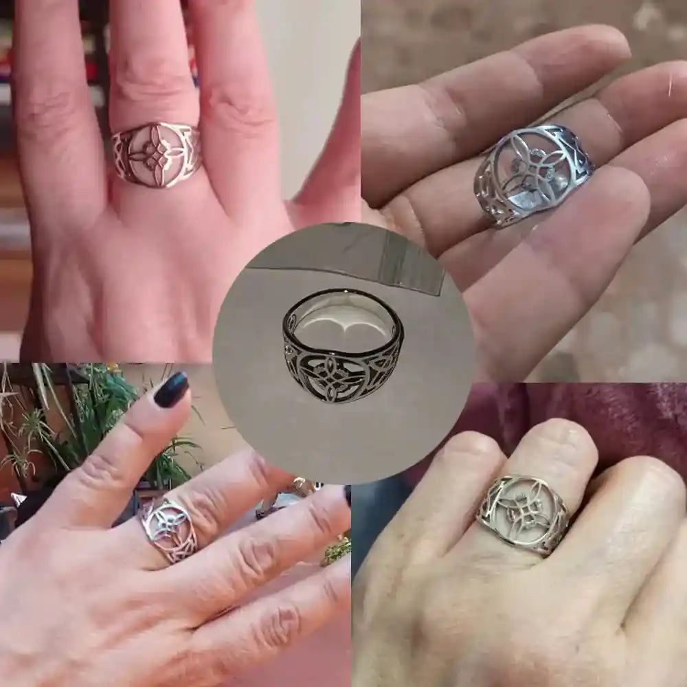 Witch Knot Rings for Women Men Stainless Steel Vintage Amulet Finger Ring - Pedlar's Attic
