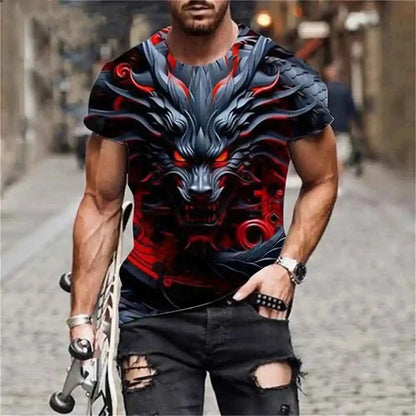 Dragon Printed Casual Short Sleeve Tee - Pedlar's Attic