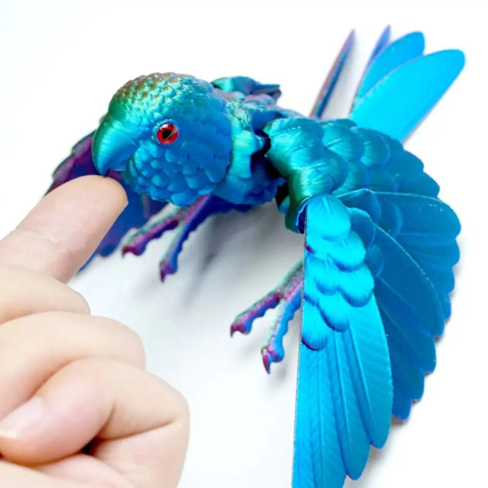 3D Printed Parrot Model Flexible Animal Statue Bird with Wings Moveable Joints Home Decoration Autism ADHD Fun Toys Holiday Gift