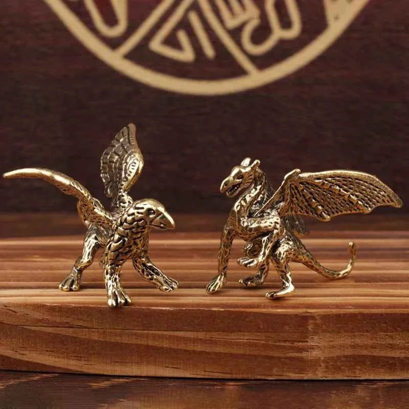 Brass Dragon Small Statue Desktop Ornament