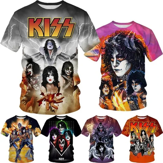10 + KISS Band T Shirts for Men Hard Rock