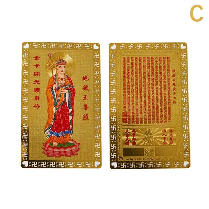 Collection Tibetan Buddhism Exquisite Copper Card Amulet Thangka Fortune Card Buddha Safe And Good Luck Card Gift