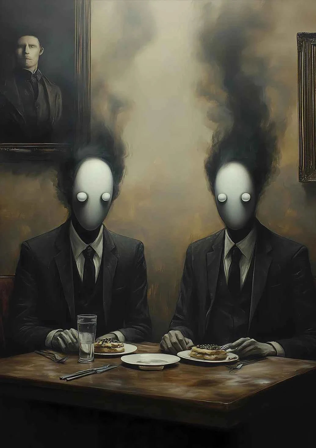 Victoria Style Skull Banquet Fallen Angels Dark Fantasy Art