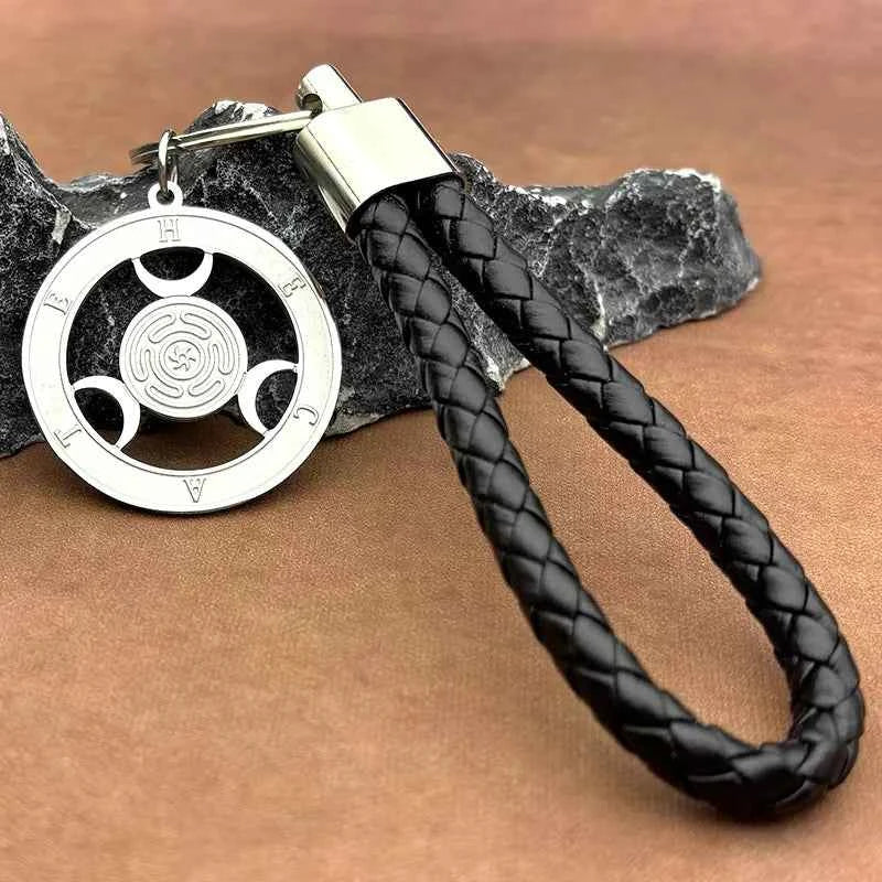 Triple Moon Goddness Hekate Wheel Stainless Steel Pendant Necklace