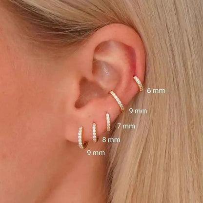 1Pair Stainless Steel Huggie Minimal Hoop Earrings Little Crystal Zirconia Thin Helix Tragus Cartilage Earrings Piercing Jewelry - Pedlar's Attic