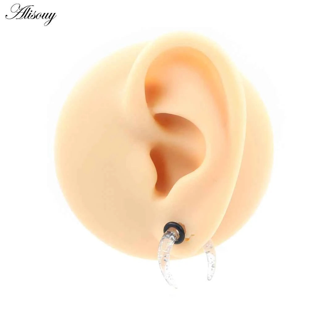 2pcs Acrylic C Sahpe Buffalo Horn Ear Pincher Septum Rings Piercing Black Ear Taper Stretcher Expander Body Jewelry 1.6mm-16mm