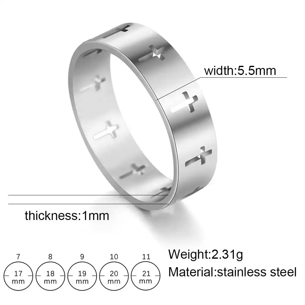 Bound by the Cross — Gothic Stainless Steel Couple Ring