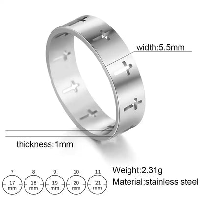 Bound by the Cross — Gothic Stainless Steel Couple Ring