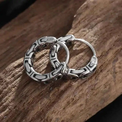 Vintage Simple Small Hoop Earrings Stainless Steel Hypoallergenic Earrings for Men Women Cool Indian Boho Jewelry - Pedlar's Attic