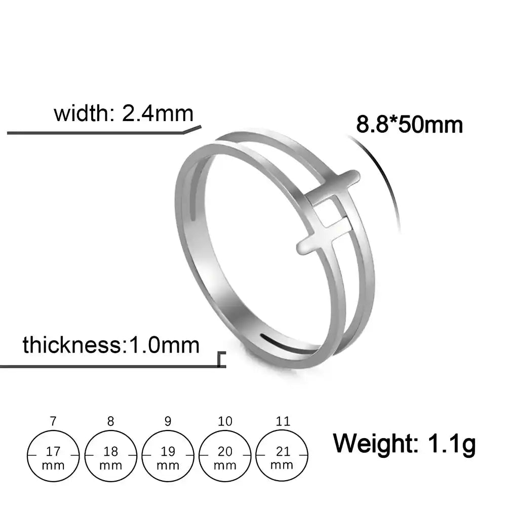 Bound by the Cross — Gothic Stainless Steel Couple Ring