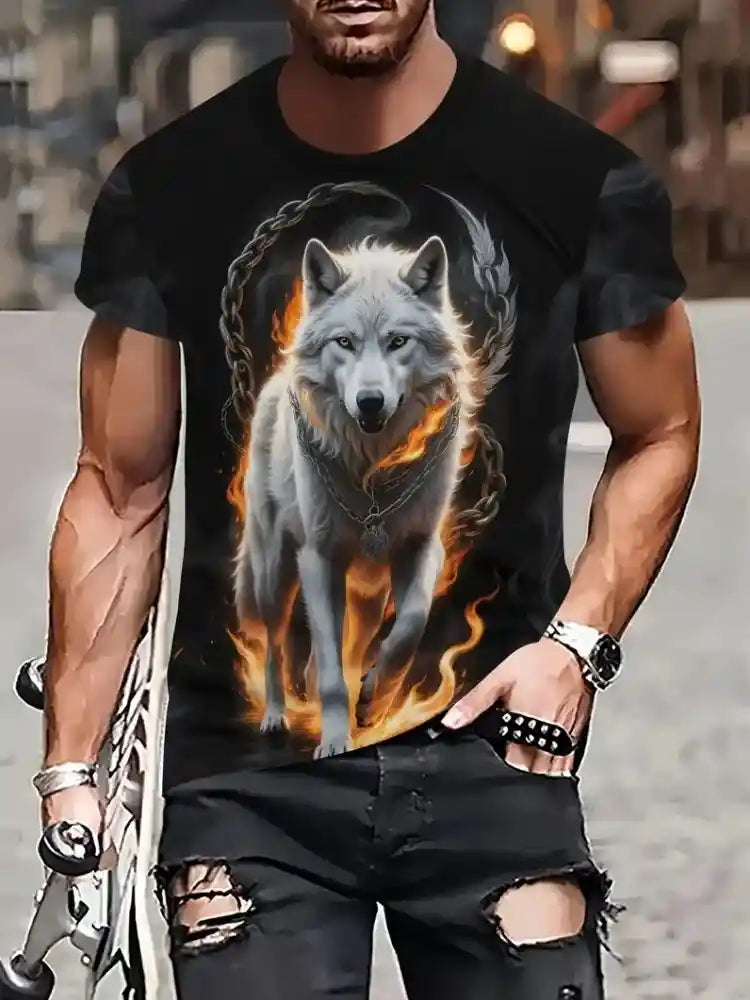 Luna's Pack – Fire Wolf 3D Print Oversized Tee