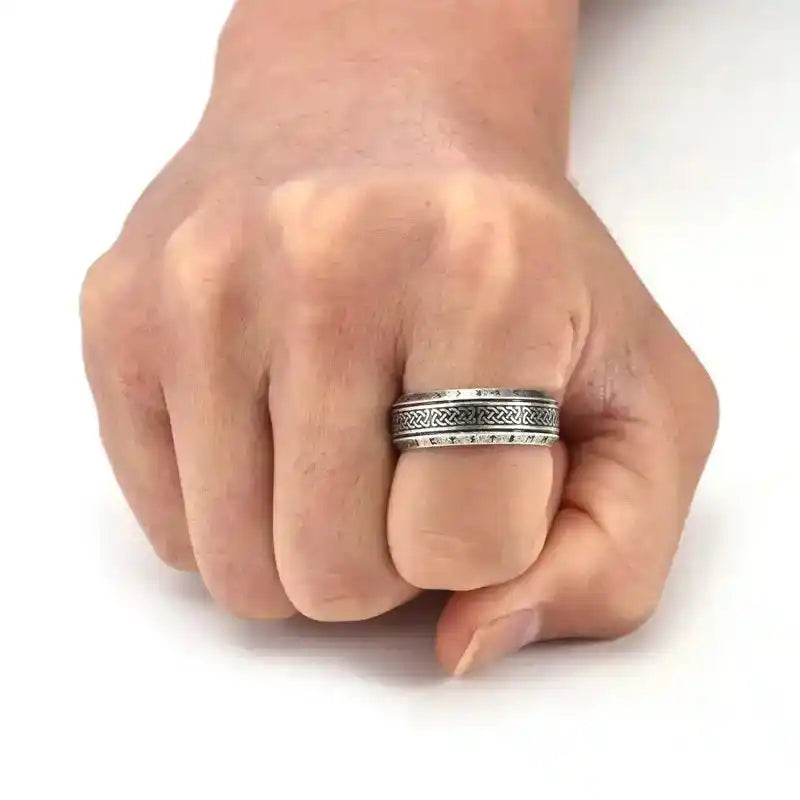 Viking Rune Ring — Stainless Steel Norse Amulet Band