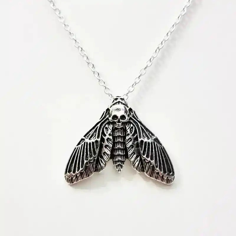 The Duskwing Pendant – Gothic Skull Moth Necklace