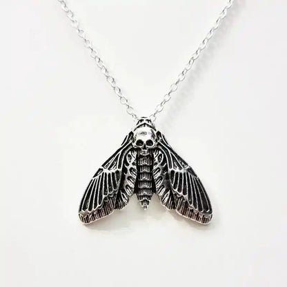 The Duskwing Pendant – Gothic Skull Moth Necklace