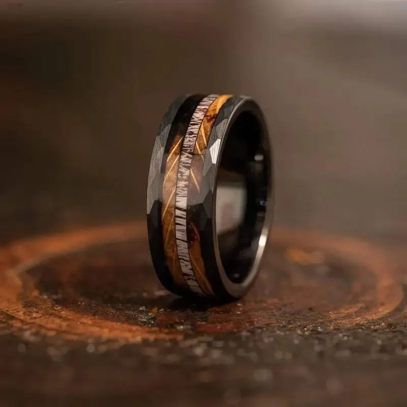 Stone Forge Ring — Agate & Stone Inlay Stainless Steel Band