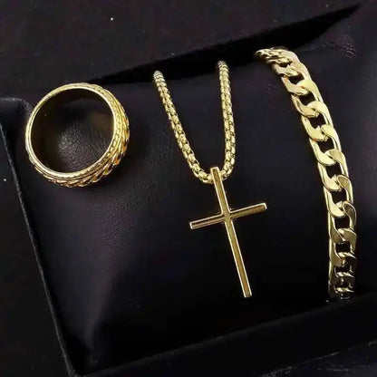 3pcs/set Punk Black Cross Pendant Necklace - Pedlar's Attic