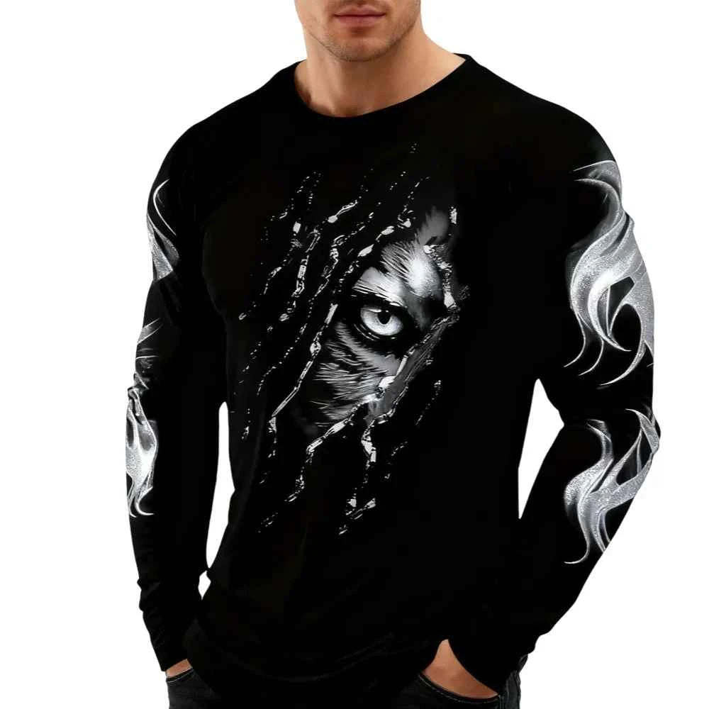 Men Clothing 3D Print Flame Scratch T-Shirt