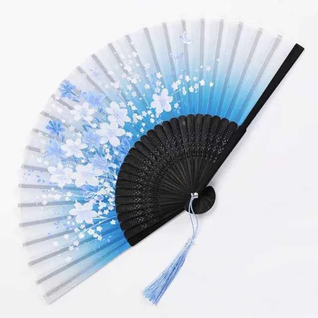 Chinese Fan Hand Folding Fan Bamboo Silk Women Black Fan Summer Female Dance Hand Folding Fan Party Gift Hand Fans For Women