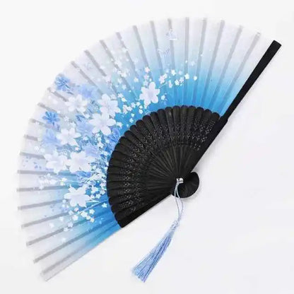 Elegant Essence Bamboo Silk Fan - Chic Black Folding Hand Fan for Dance & Summer Parties, Ideal Gift for Women - Pedlar's Attic
