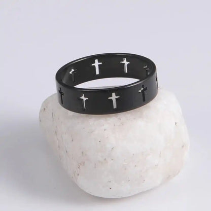 Bound by the Cross — Gothic Stainless Steel Couple Ring