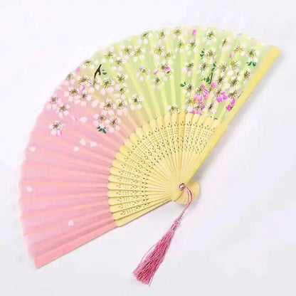 Elegant Essence Bamboo Silk Fan - Chic Black Folding Hand Fan for Dance & Summer Parties, Ideal Gift for Women - Pedlar's Attic