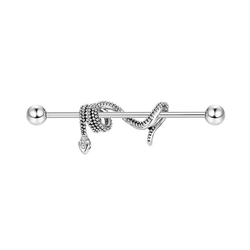 1pc Snake 14G Titanium Industrial Straight Barbells - Pedlar's Attic