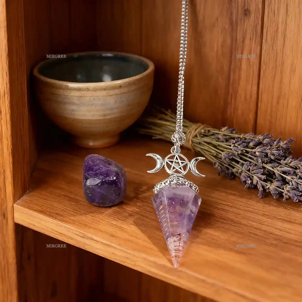 2pcs Amethyst Spirit Pendant Paired with Natural Stone Ornaments - Pedlar's Attic