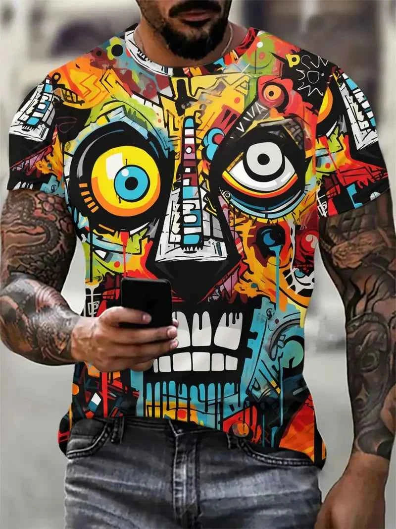 3D Printed Funny Abstract Face Graphic T-Shirt For Men Women