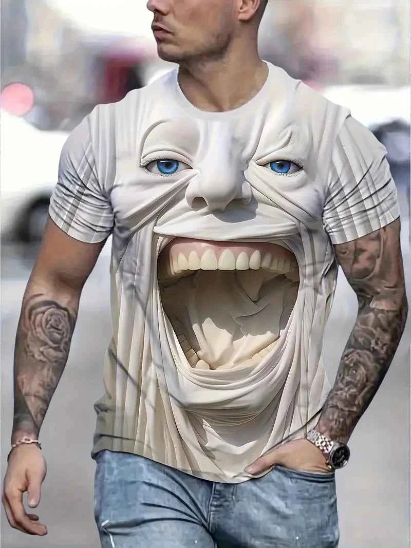 3D Printed Funny Abstract Face Graphic T-Shirt For Men Women