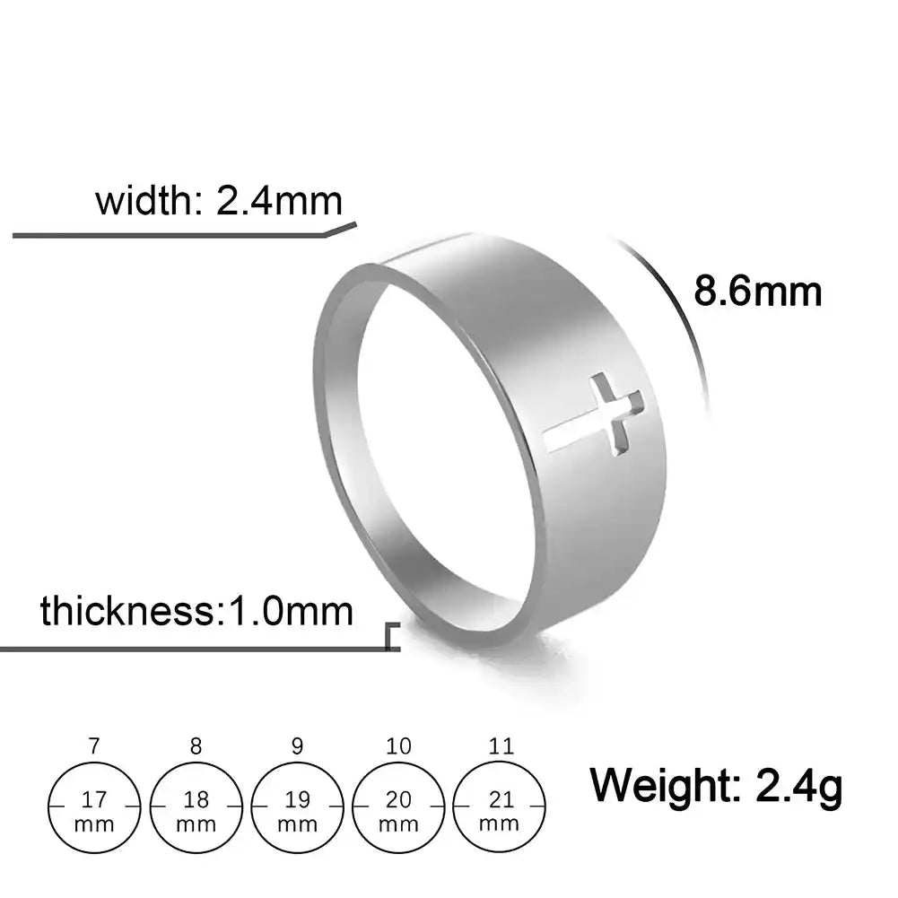 Bound by the Cross — Gothic Stainless Steel Couple Ring