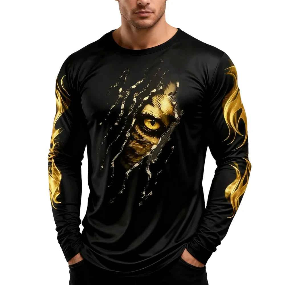 Men Clothing 3D Print Flame Scratch T-Shirt