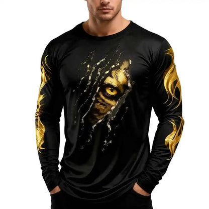 Men Clothing 3D Print Flame Scratch T-Shirt - Pedlar's Attic