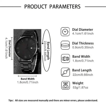 4-piece/set men's black minimalist quartz watch set - Pedlar's Attic