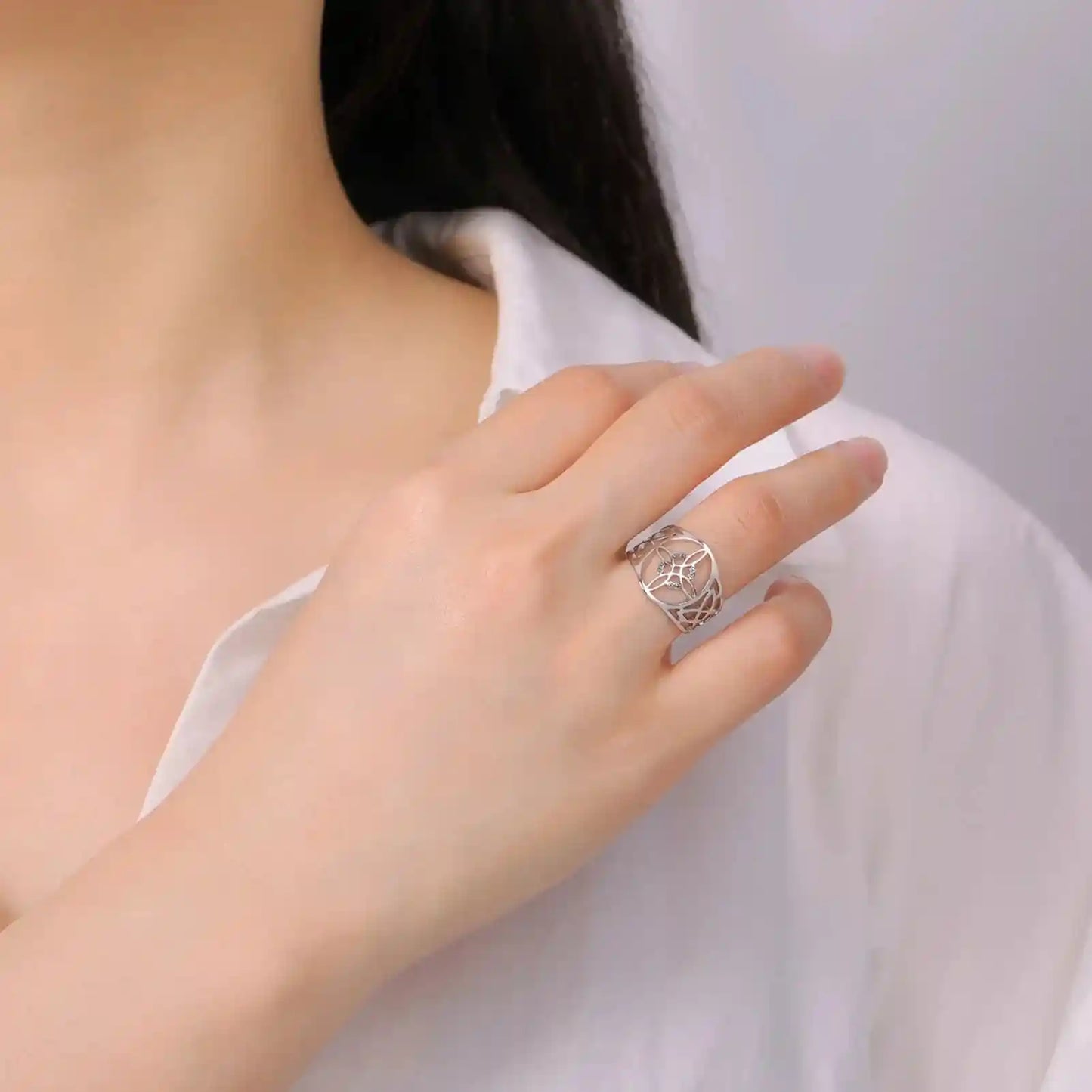 Witch Knot Rings for Women Men Stainless Steel Vintage Amulet Finger Ring - Pedlar's Attic