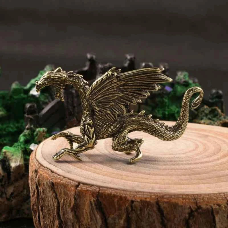 Brass Dragon Small Statue Desktop Ornament