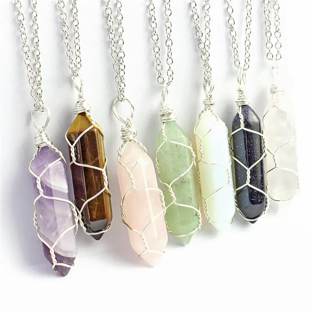 The Threaded Compass — Wire-Wrapped Crystal Point Necklace