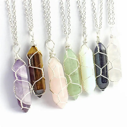 The Threaded Compass — Wire-Wrapped Crystal Point Necklace