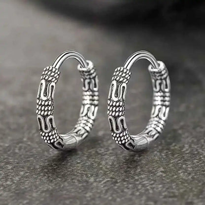 Vintage Simple Small Hoop Earrings Stainless Steel Hypoallergenic Earrings for Men Women Cool Indian Boho Jewelry - Pedlar's Attic