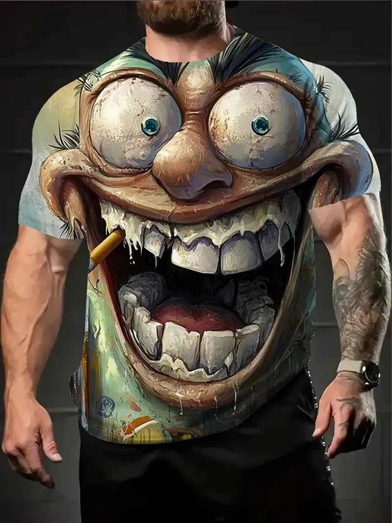 3D Printed Funny Abstract Face Graphic T-Shirt For Men Women
