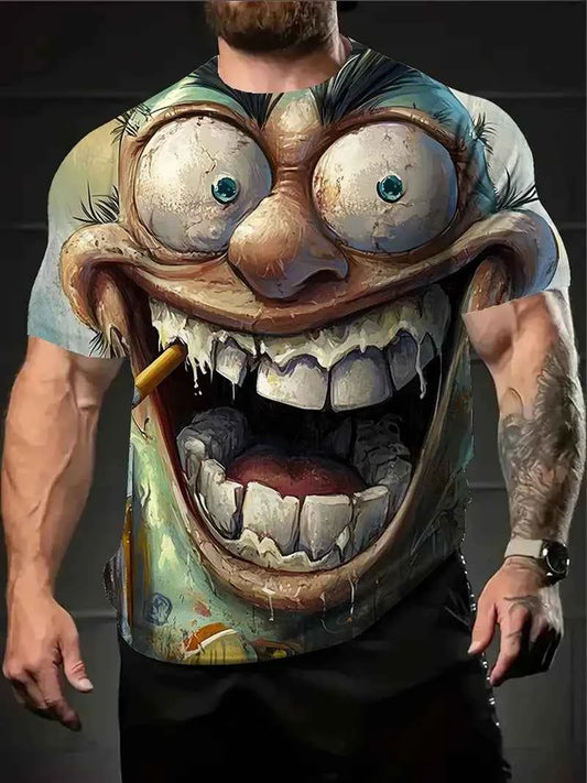 3D Printed Funny Abstract Face Graphic T-Shirt For Men Women