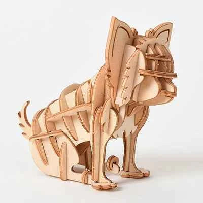 DIY 3D Wooden Puzzle Model Animal Montessori Toys for Children Crafts Dachshund Skeleton Assembly Gift Set for Kids Adults Teens