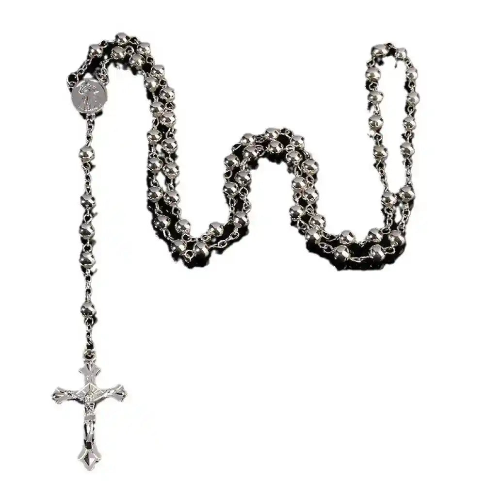 Rosary Necklace, Iron Bead Rosary Necklace - Pedlar's Attic