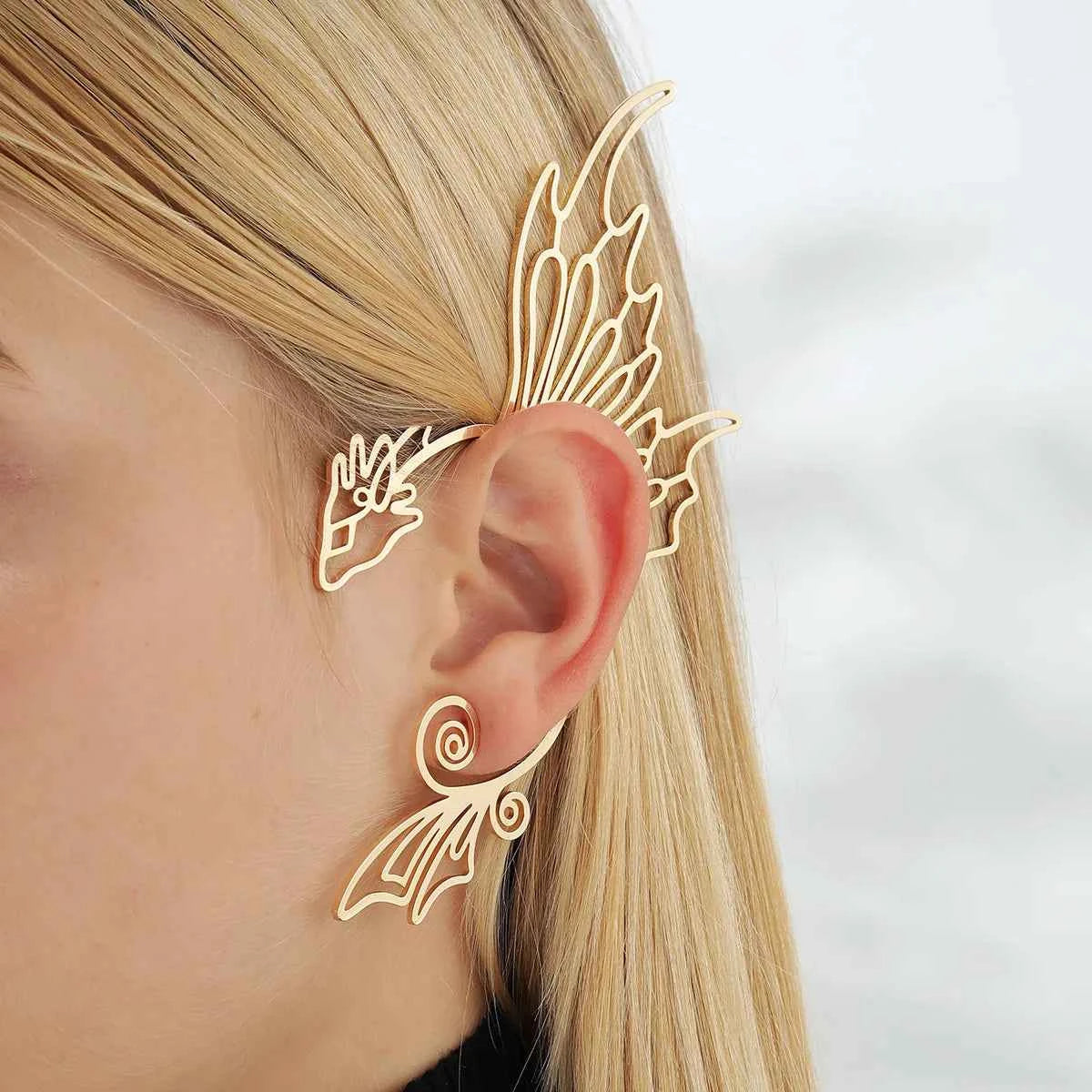1pc Pagan Dragon Earclip Elf Gothic Earcuff