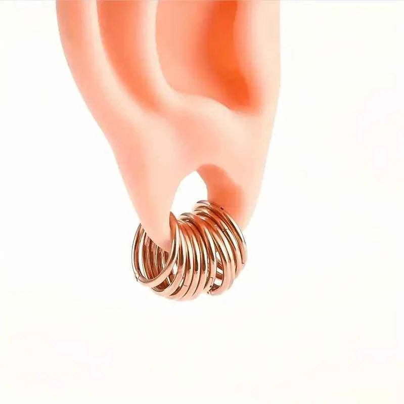 5pcs Punk Stainless Steel Piercing Creative Earrings
