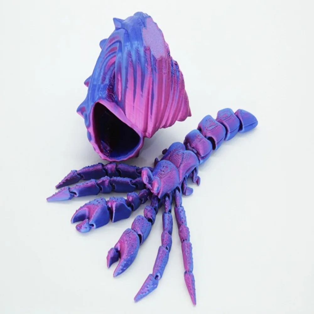 3D Printed Hermit Crab Figurine - Articulated Poseable Decor, Artistic Home & Desk Decoration, Unique Gift for Ocean Lovers