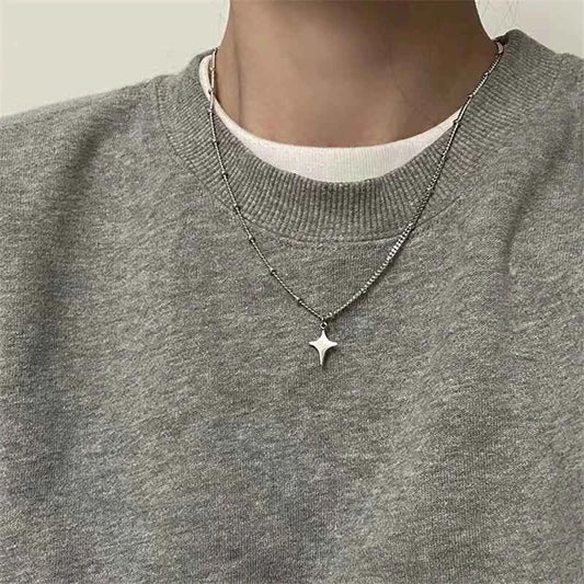 LLL Kpop Goth Silver Color Star Pendant Chain Necklace For Women Men Egirl Y2K Cool EMO Punk Aesthetic Grunge Jewelry Gifts